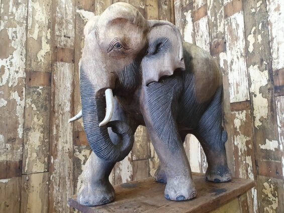 wooden carved elephant decorative art homewares