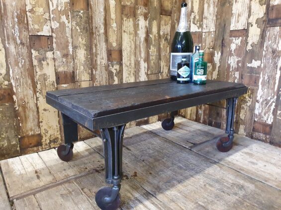 metal wood wheeled table furniture tables industrial