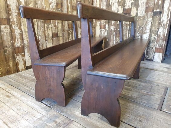 pair of wooden church pews seating occasional chairs