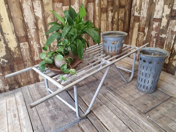 industrial galvanised steel hay stretcher garden decorative