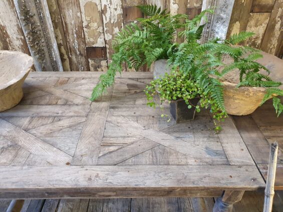 oak parquetry extending dining table furniture tables