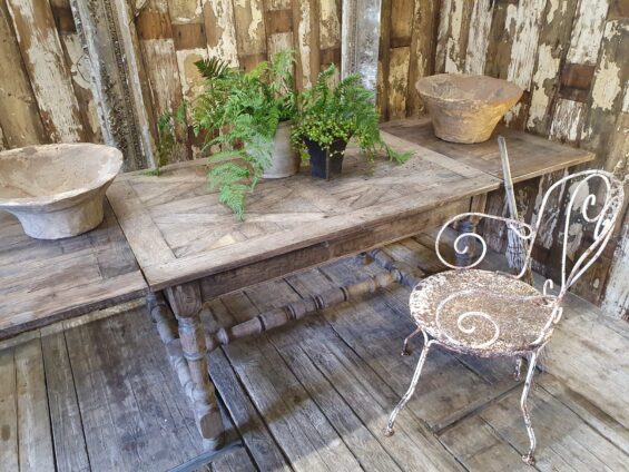 oak parquetry extending dining table furniture tables