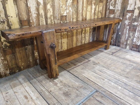 wooden workbench vice furniture tables industrial