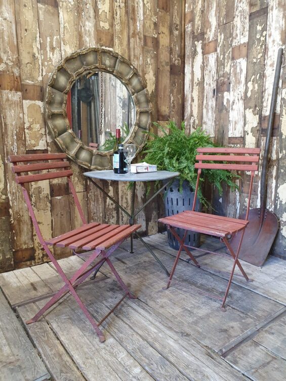 wood metal folding bistro chairs garden furniture occasional chairs