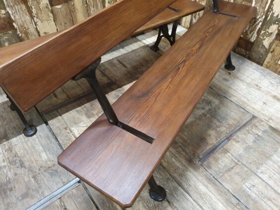 pine and cast iron reversible tram benches seating occasional chairs garden furniture