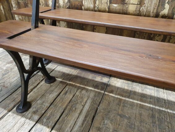 pine and cast iron reversible tram benches seating occasional chairs garden furniture