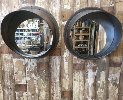 metal round mirrors industrial garden