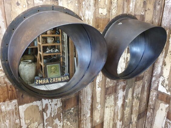 metal round mirrors industrial garden