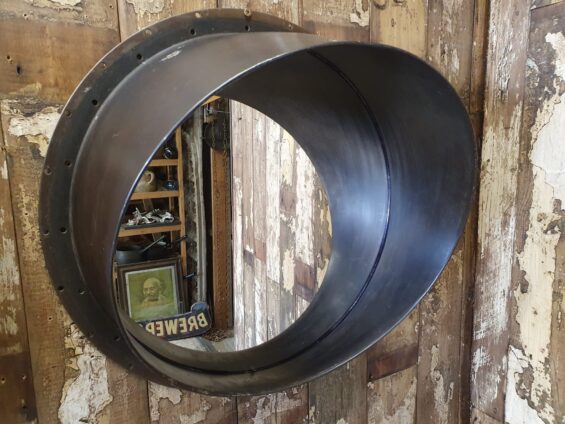 metal round mirrors industrial garden