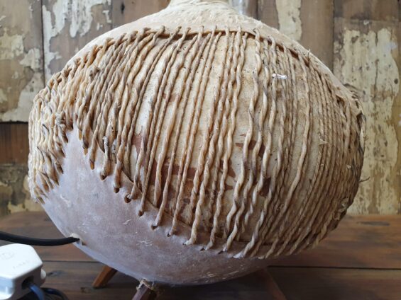 African gourd hide table lamp lighting