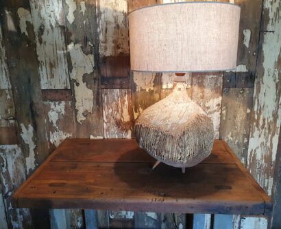 African gourd hide table lamp lighting