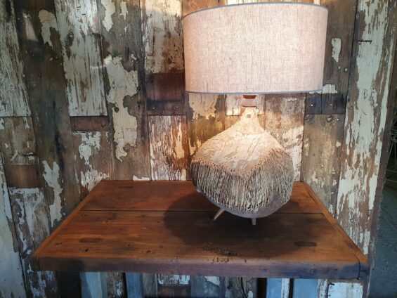 African gourd hide table lamp lighting