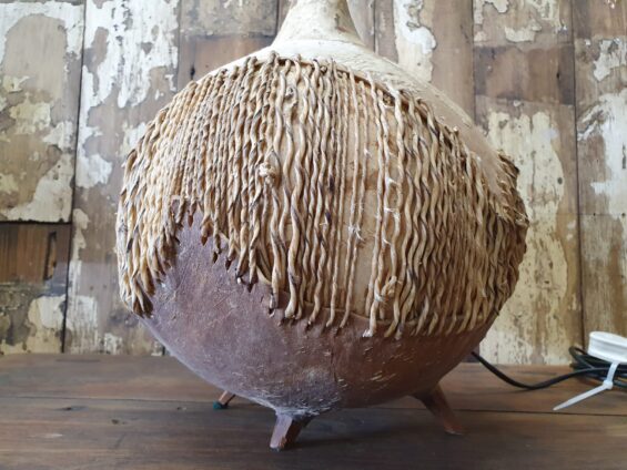 African gourd hide table lamp lighting