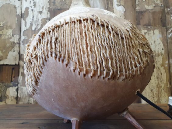 African gourd hide table lamp lighting