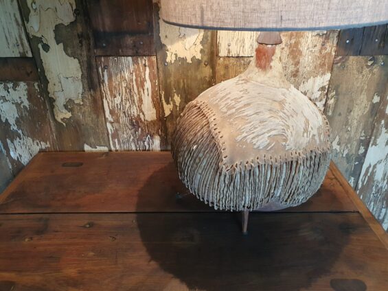 African gourd hide table lamp lighting