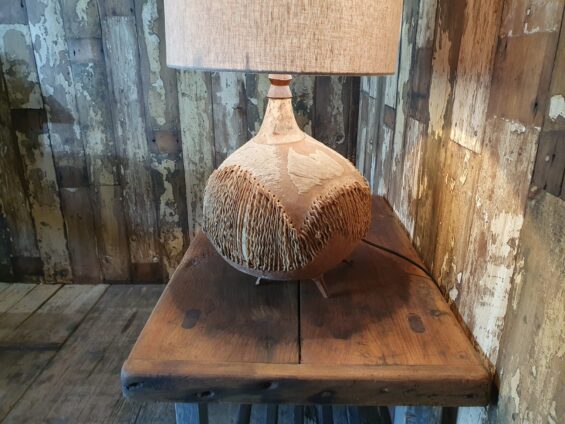 African gourd hide table lamp lighting