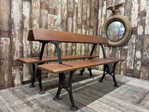 pine and cast iron reversible tram benches seating occasional chairs garden furniture