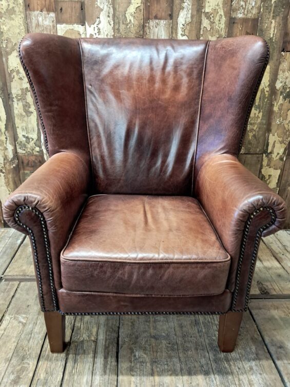 vintage lambs leather wing back club armchair seating armchairs