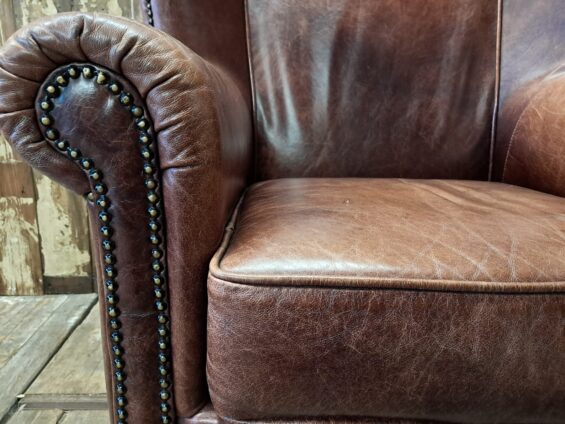 vintage lambs leather wing back club armchair seating armchairs