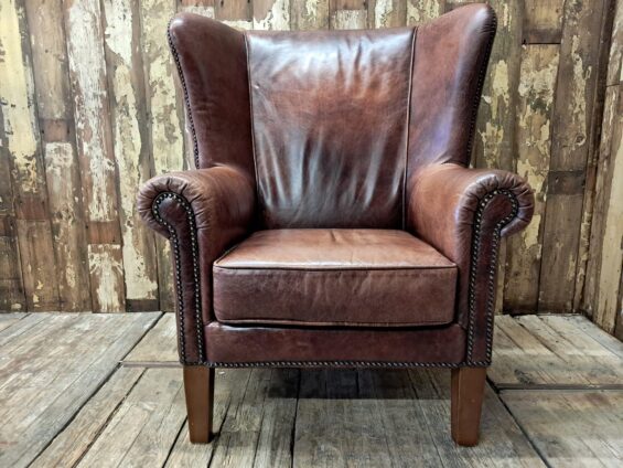 vintage lambs leather wing back club armchair seating armchairs