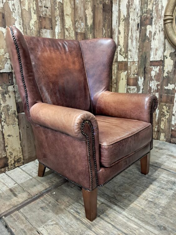 vintage lambs leather wing back club armchair seating armchairs