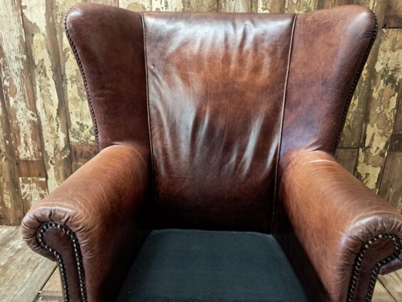 vintage lambs leather wing back club armchair seating armchairs