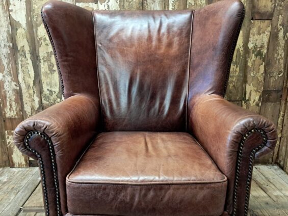 vintage lambs leather wing back club armchair seating armchairs