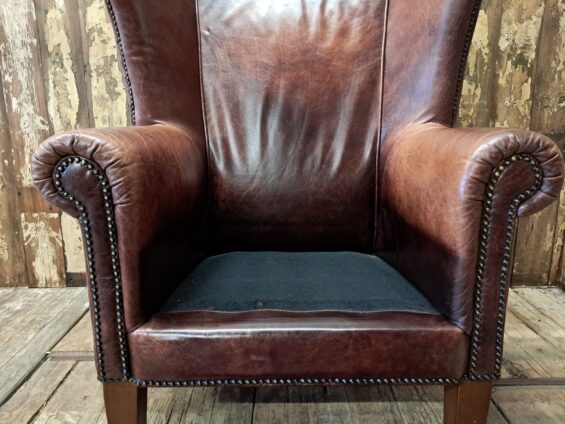 vintage lambs leather wing back club armchair seating armchairs