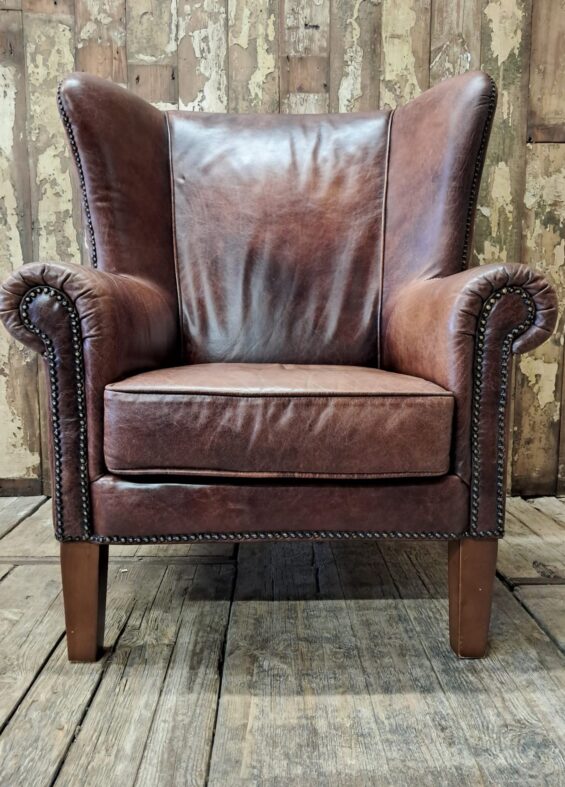 vintage lambs leather wing back club armchair seating armchairs