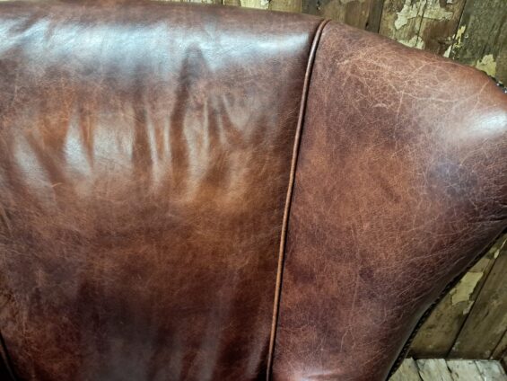 vintage lambs leather wing back club armchair seating armchairs