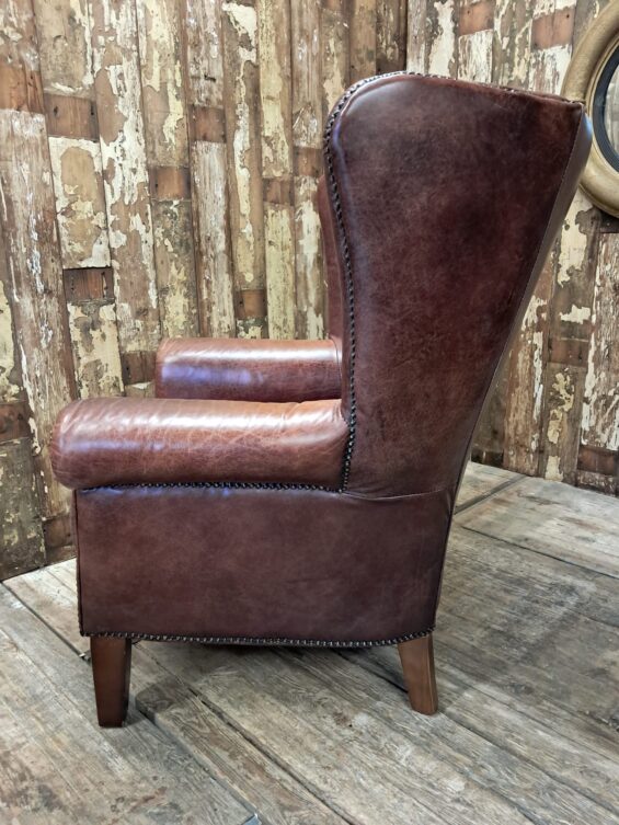 vintage lambs leather wing back club armchair seating armchairs