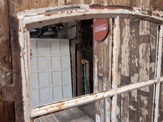 cast iron factory window mirrors garden