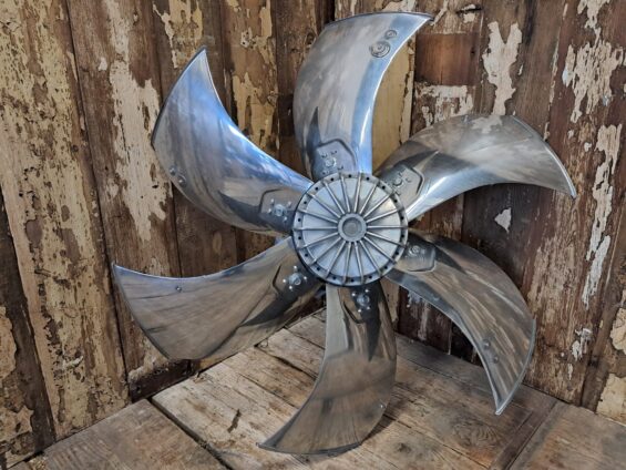 polished aluminium fan blade decorative homewares art