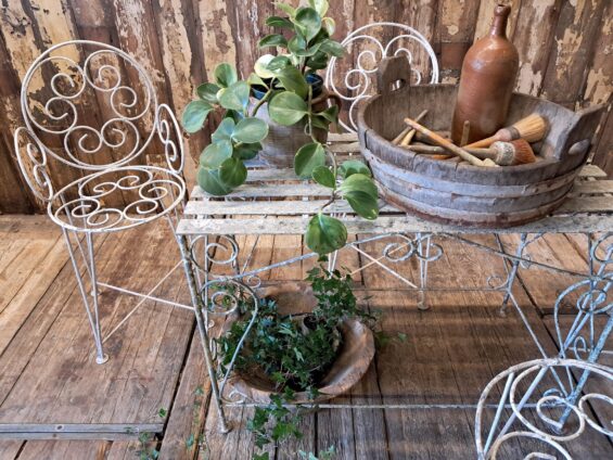 metal garden table and carver chairs set garden furniture