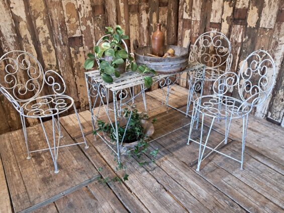 metal garden table and carver chairs set garden furniture