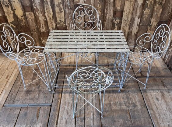 metal garden table and carver chairs set garden furniture