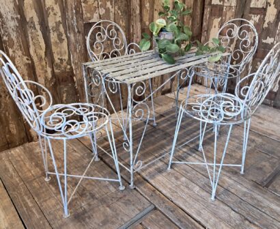 metal garden table and carver chairs set garden furniture