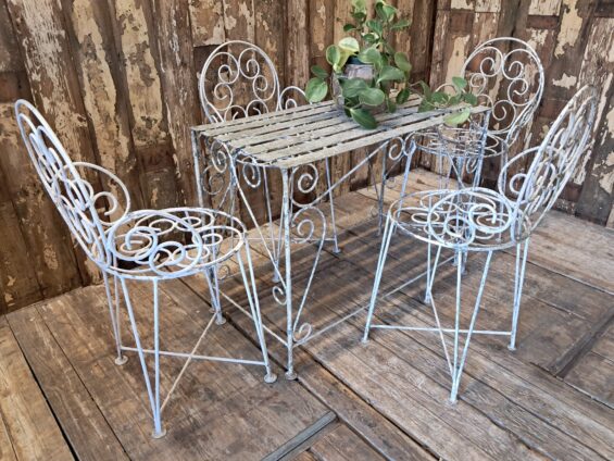 metal garden table and carver chairs set garden furniture