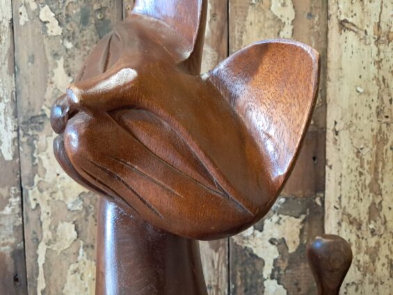 hand carved teak cat statue decorative homewares