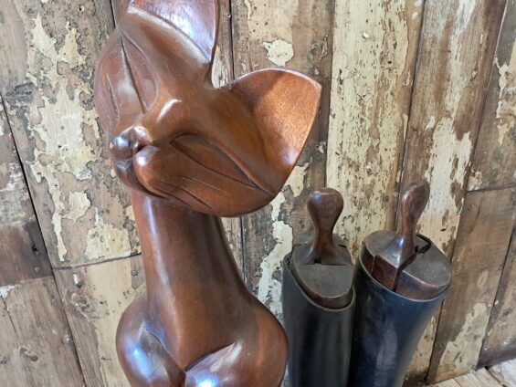 hand carved teak cat statue decorative homewares