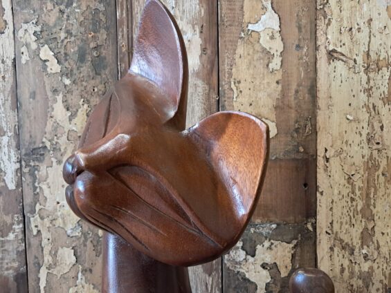 hand carved teak cat statue decorative homewares