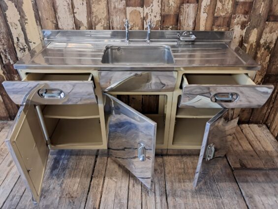 polished aluminium english rose sink unit furniture storage industrial