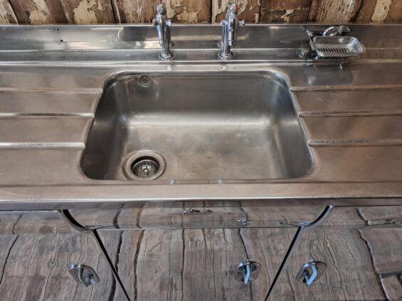 polished aluminium english rose sink unit furniture storage industrial