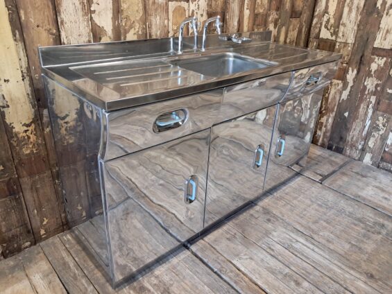 polished aluminium english rose sink unit furniture storage industrial