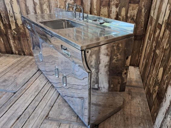 polished aluminium english rose sink unit furniture storage industrial