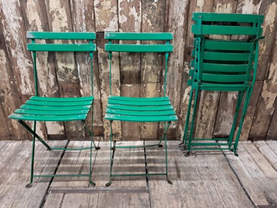 Folding Slatted Bistro Chairs - Image 3