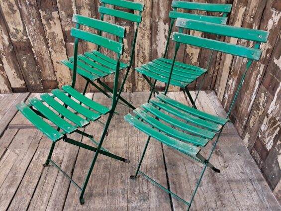 Folding Slatted Bistro Chairs