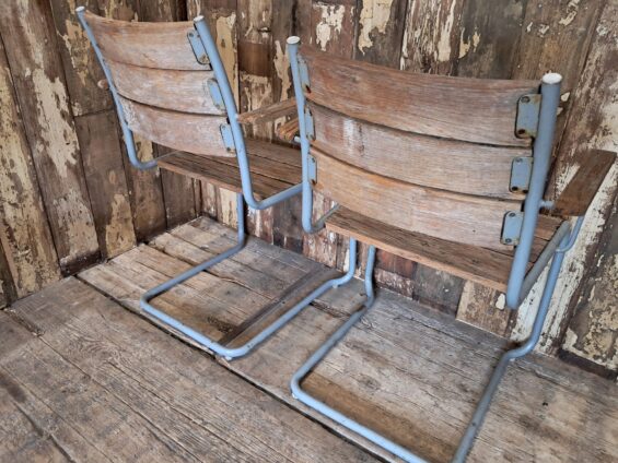 metal wood slatted cantilever dining chairs seating occasional chairs