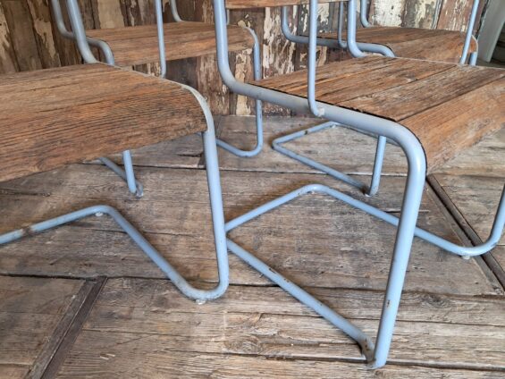 metal wood slatted cantilever dining chairs seating occasional chairs