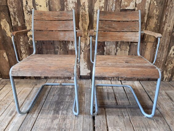 metal wood slatted cantilever dining chairs seating occasional chairs